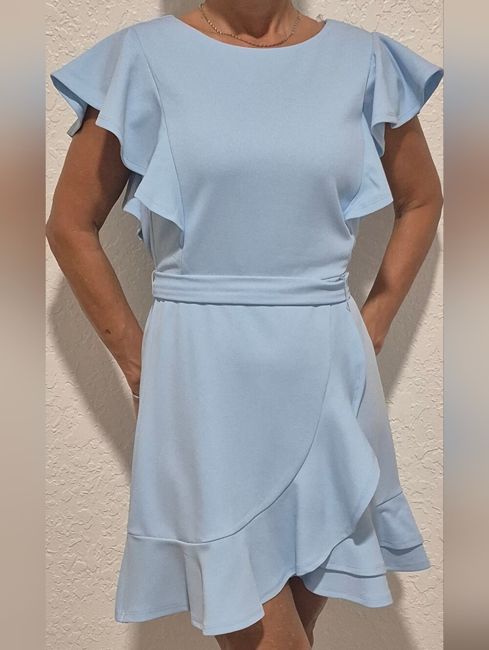 Francesca's Collections Sky Blue Ruffle Mini Dress